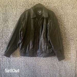 Junction West Men's Biker Jacket Black Leather Size L Full Zip Pockets